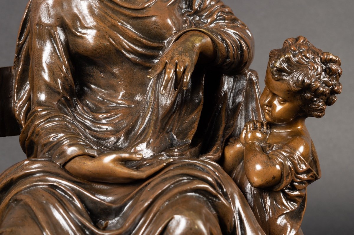 Mère Et Enfant, Mathurin Moreau (1822-1912), Bronze, France, 2e Moitié Du XIXe Siècle. -photo-6