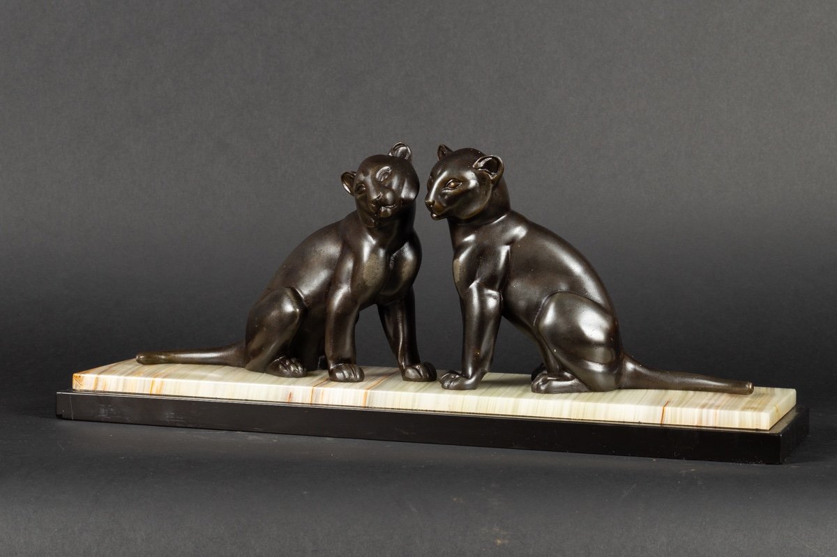 Pair Of Panthers, Attr. Irenée Rochard (1906 - 1984), Art Deco, France, 1920s/30s.-photo-4
