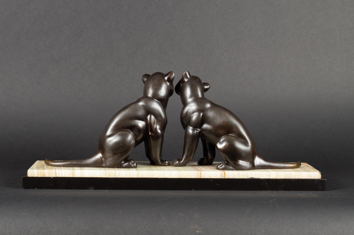 Pair Of Panthers, Attr. Irenée Rochard (1906 - 1984), Art Deco, France, 1920s/30s.-photo-1