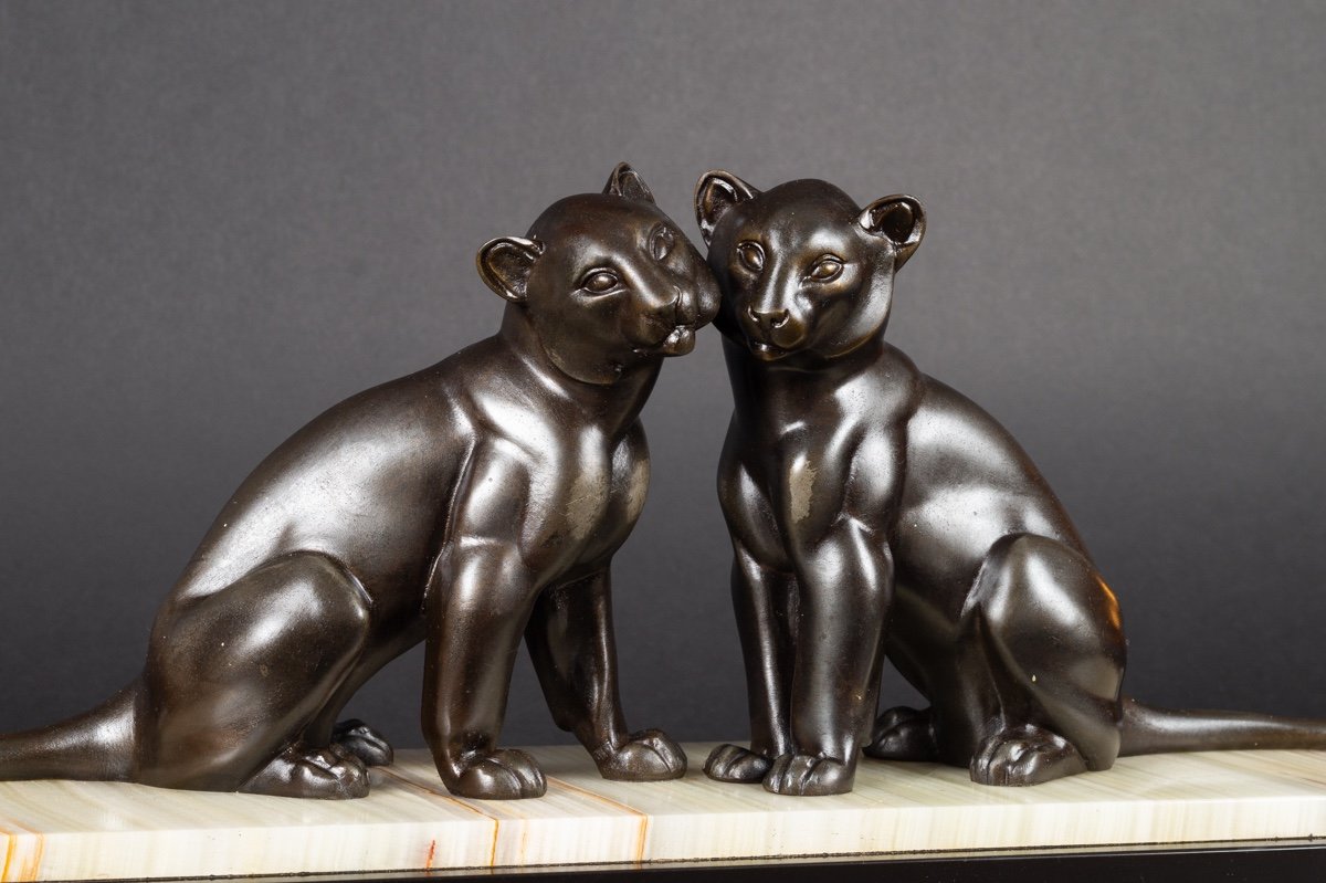 Pair Of Panthers, Attr. Irenée Rochard (1906 - 1984), Art Deco, France, 1920s/30s.-photo-3