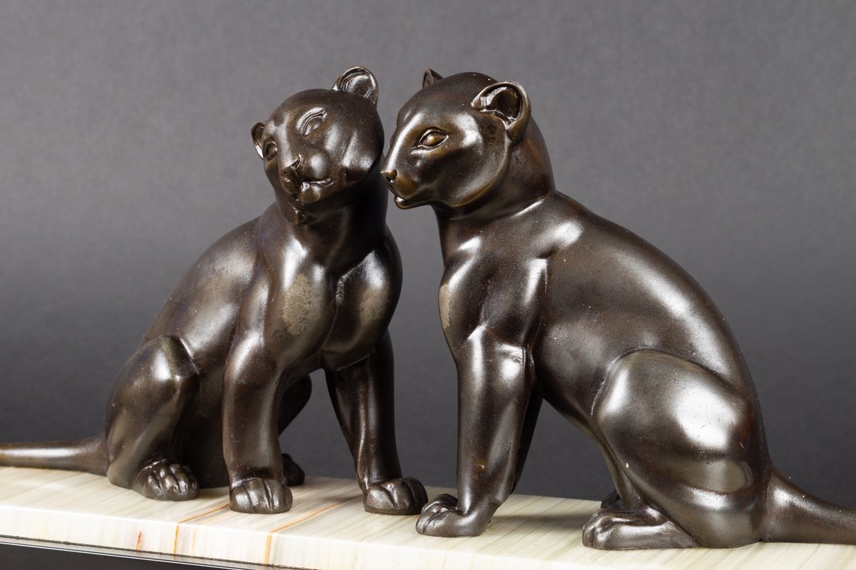 Pair Of Panthers, Attr. Irenée Rochard (1906 - 1984), Art Deco, France, 1920s/30s.-photo-4