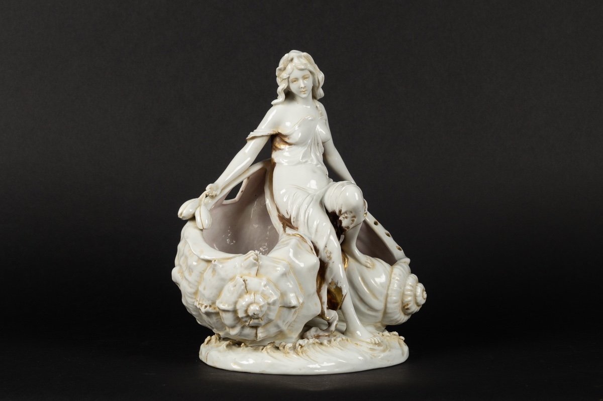 Coupe Avec Néréide, Art Nouveau, Sitzendorf, Allemagne, Vers 1900-photo-2