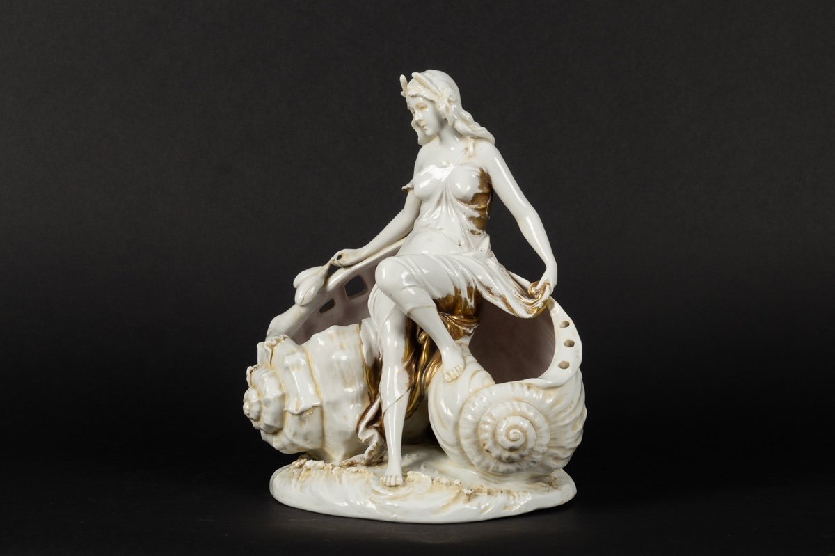 Coupe Avec Néréide, Art Nouveau, Sitzendorf, Allemagne, Vers 1900-photo-3