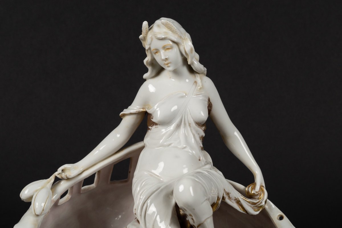 Coupe Avec Néréide, Art Nouveau, Sitzendorf, Allemagne, Vers 1900-photo-1