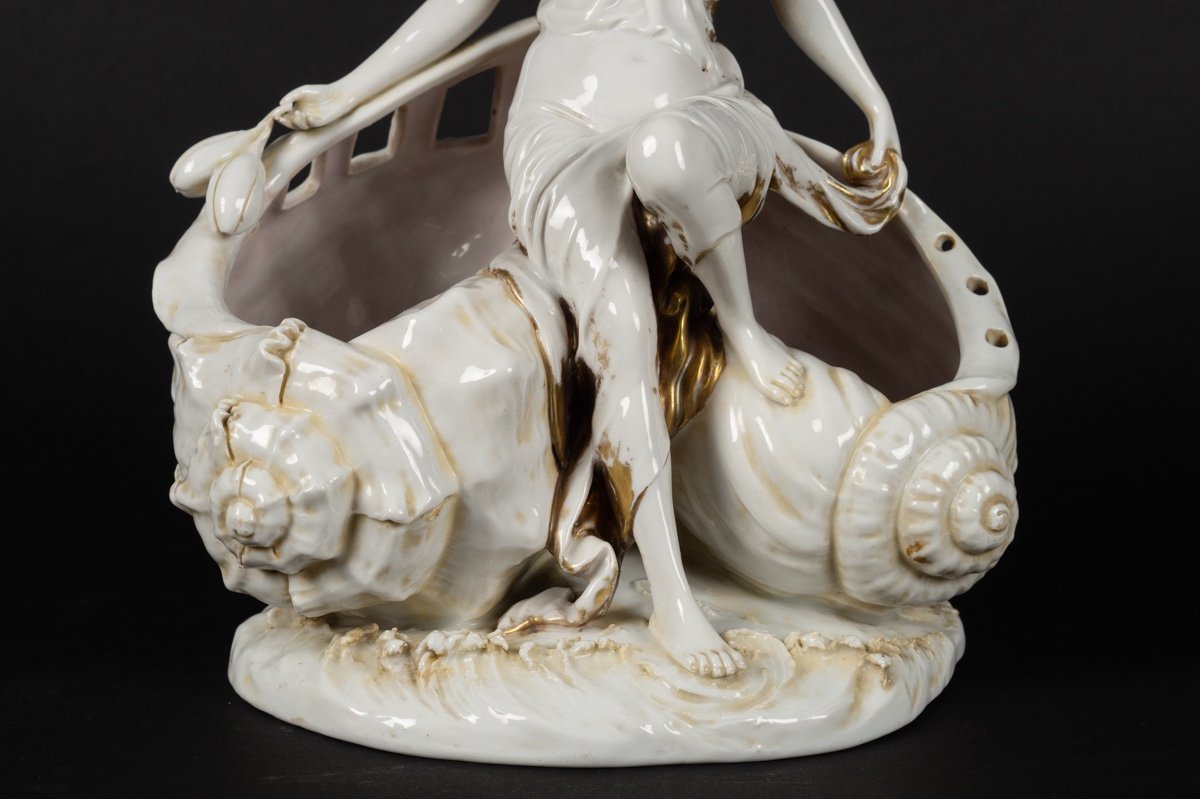 Coupe Avec Néréide, Art Nouveau, Sitzendorf, Allemagne, Vers 1900-photo-2