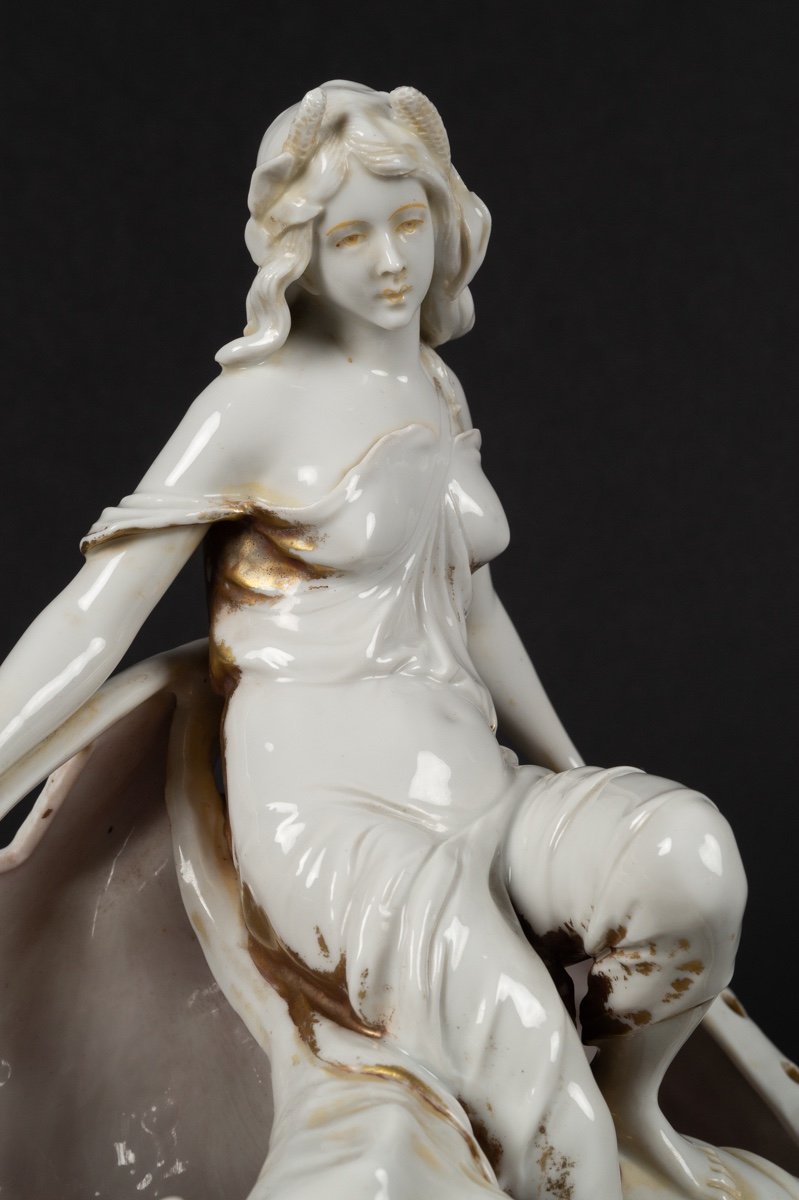 Coupe Avec Néréide, Art Nouveau, Sitzendorf, Allemagne, Vers 1900-photo-3