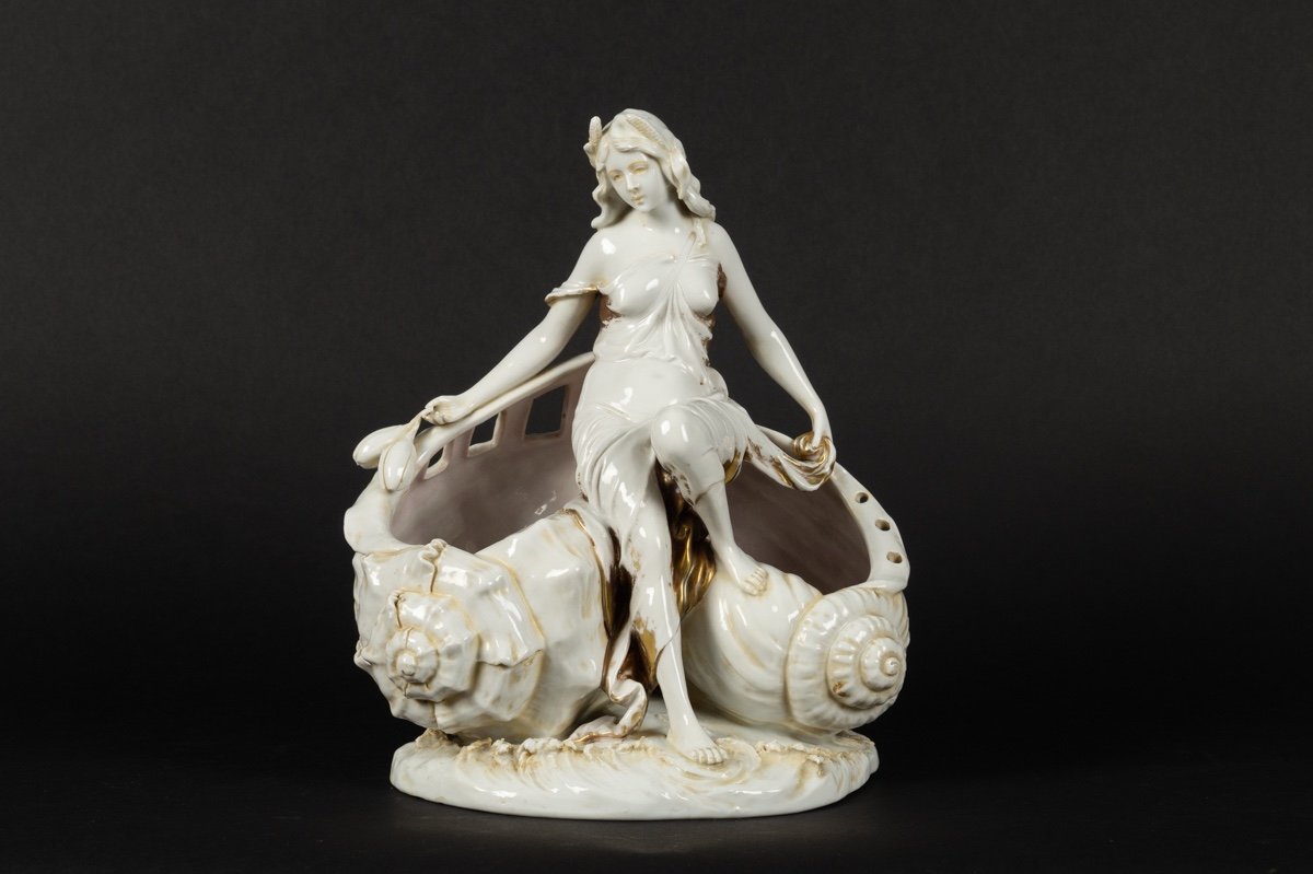 Coupe Avec Néréide, Art Nouveau, Sitzendorf, Allemagne, Vers 1900