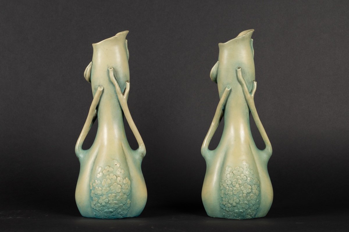 Paire De Vases, Bernard Bloch, Autriche, Vers 1900.  -photo-1