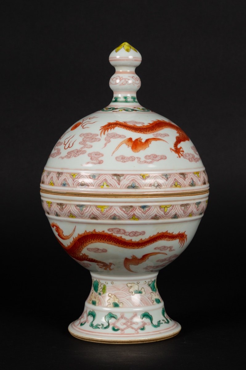 Dou - Cup With Dragon Lid, Gaungxu Brand (1875-1908), China, Early 20th Century?-photo-3