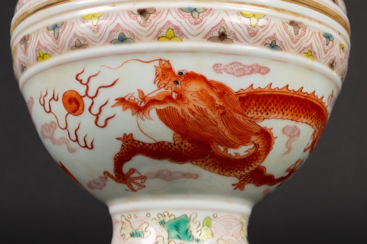 Dou - Cup With Dragon Lid, Gaungxu Brand (1875-1908), China, Early 20th Century?-photo-4