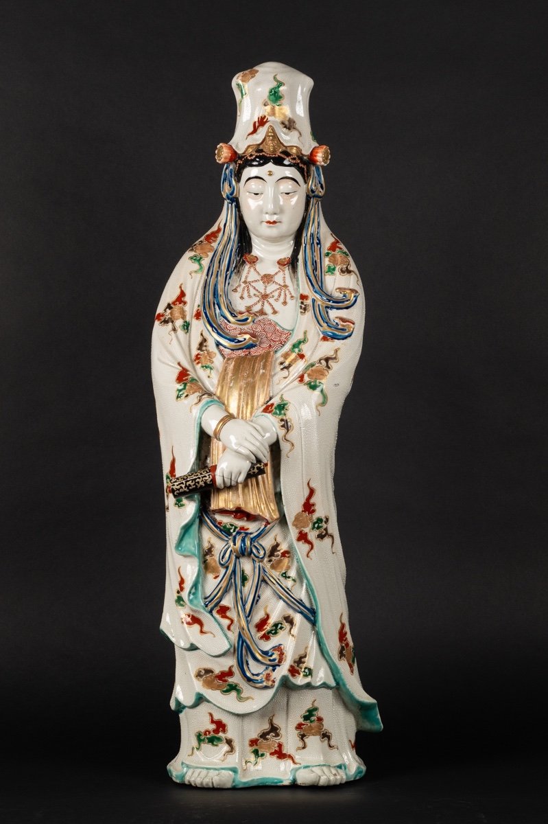 Kannon Bosatsu, Signé, Kutani, Japon, ère Meiji (1868-1912).   -photo-2