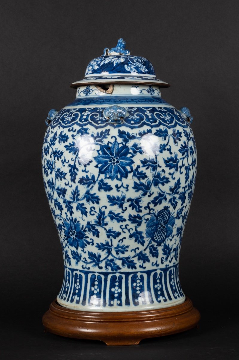 Vase Avec Couvercle En Porcelaine Bleue Et Blanche, Chine Pour Le Vietnam, Fin Du XIXe Siècle. -photo-4