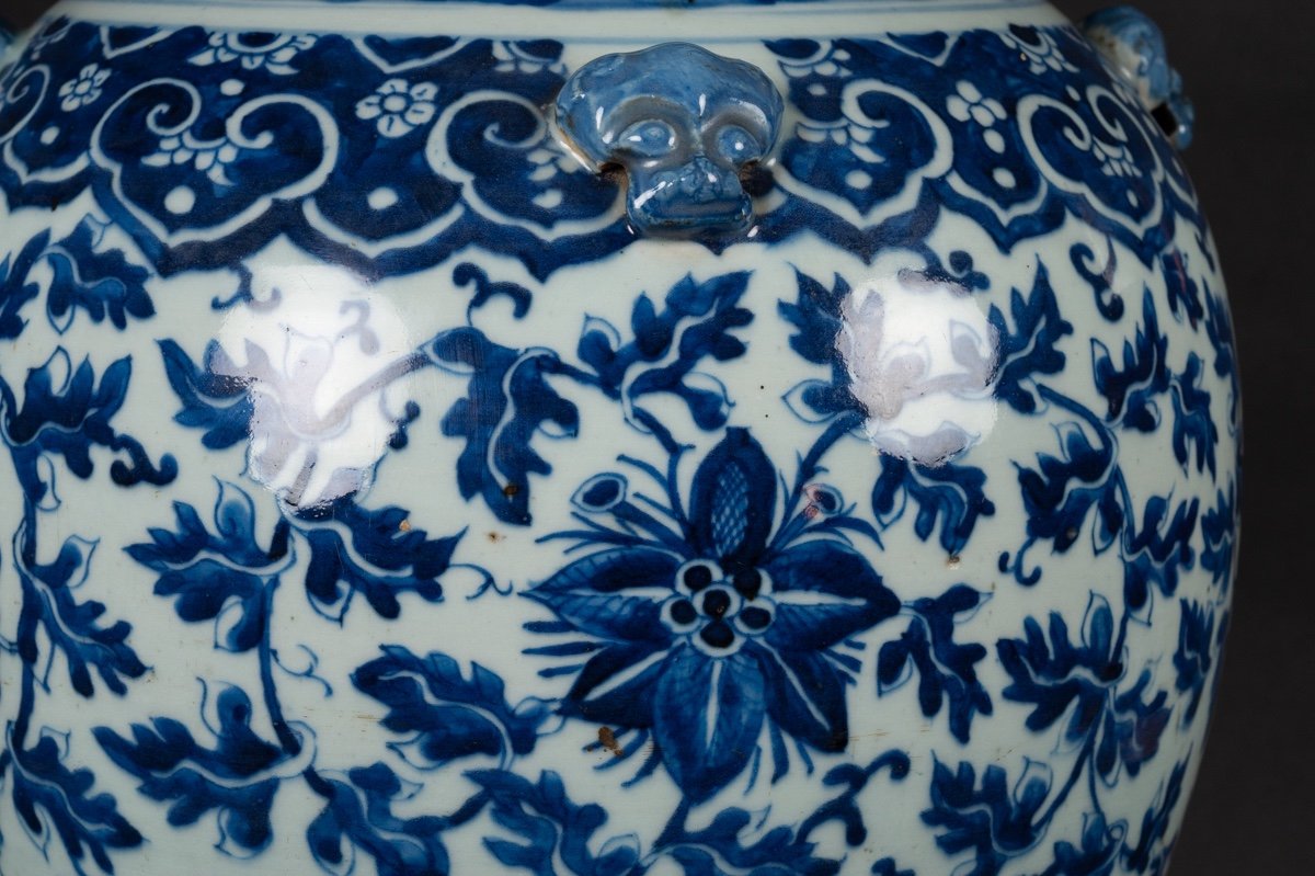 Vase Avec Couvercle En Porcelaine Bleue Et Blanche, Chine Pour Le Vietnam, Fin Du XIXe Siècle. -photo-5