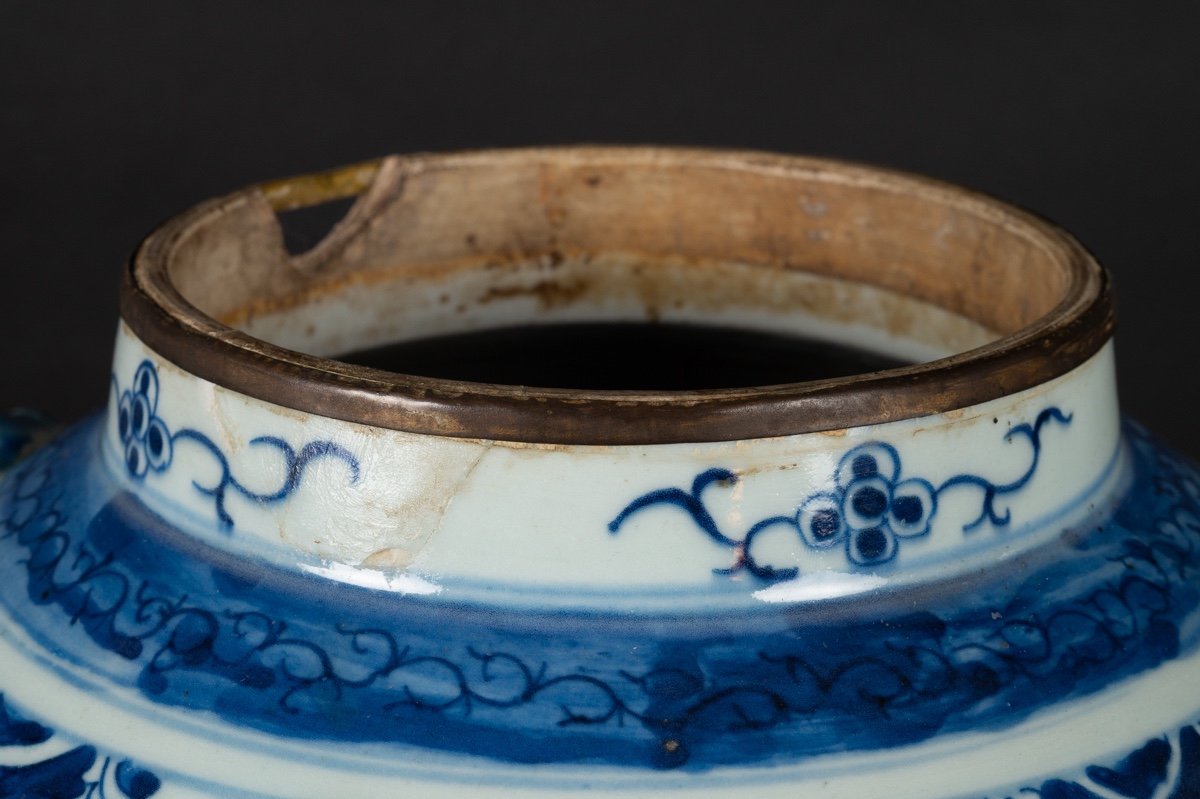 Vase Avec Couvercle En Porcelaine Bleue Et Blanche, Chine Pour Le Vietnam, Fin Du XIXe Siècle. -photo-7