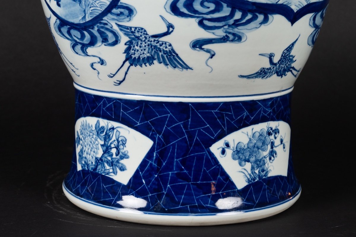 Vase Avec Grues, Cerfs Et Hiver, Chine, Début Du XXe Siècle. -photo-5