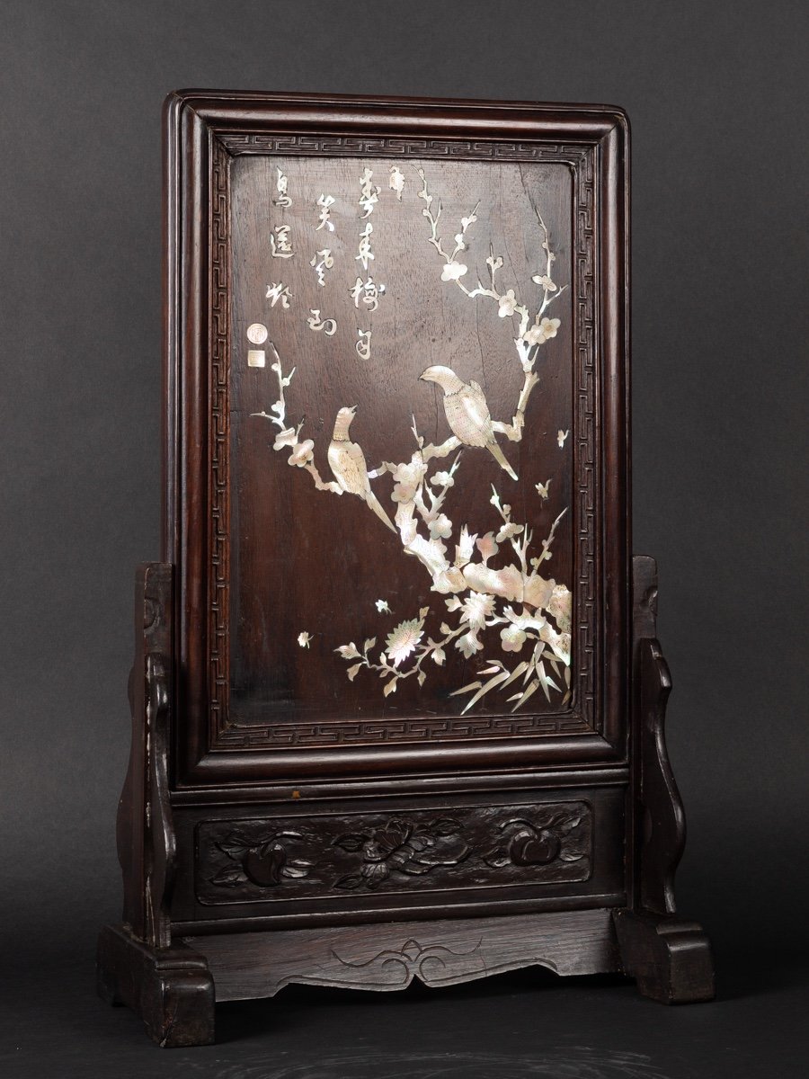 Table Screen Inlaid With Mother-of-pearl, China, Qing Dynasty, 19th Century. 