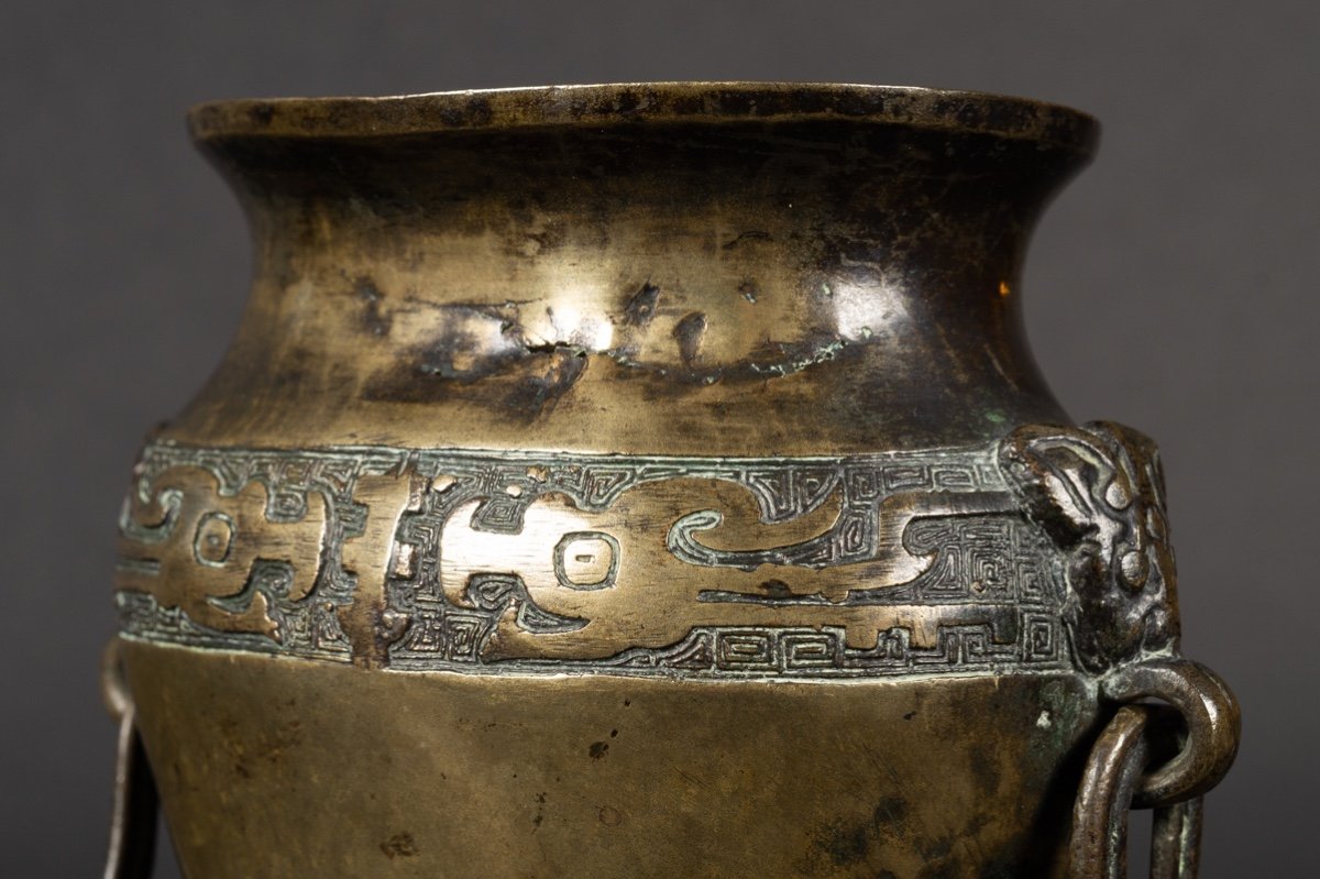 Vase à Anses, Bronze, Chine, Dynastie Ming (1368-1644).-photo-6