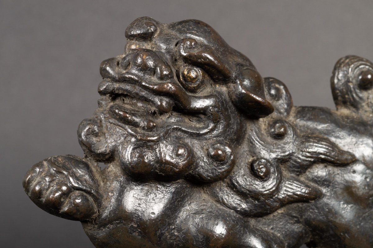 Komainu - Lion-chien, Bronze, Japon, époque Edo (1603-1868). -photo-6