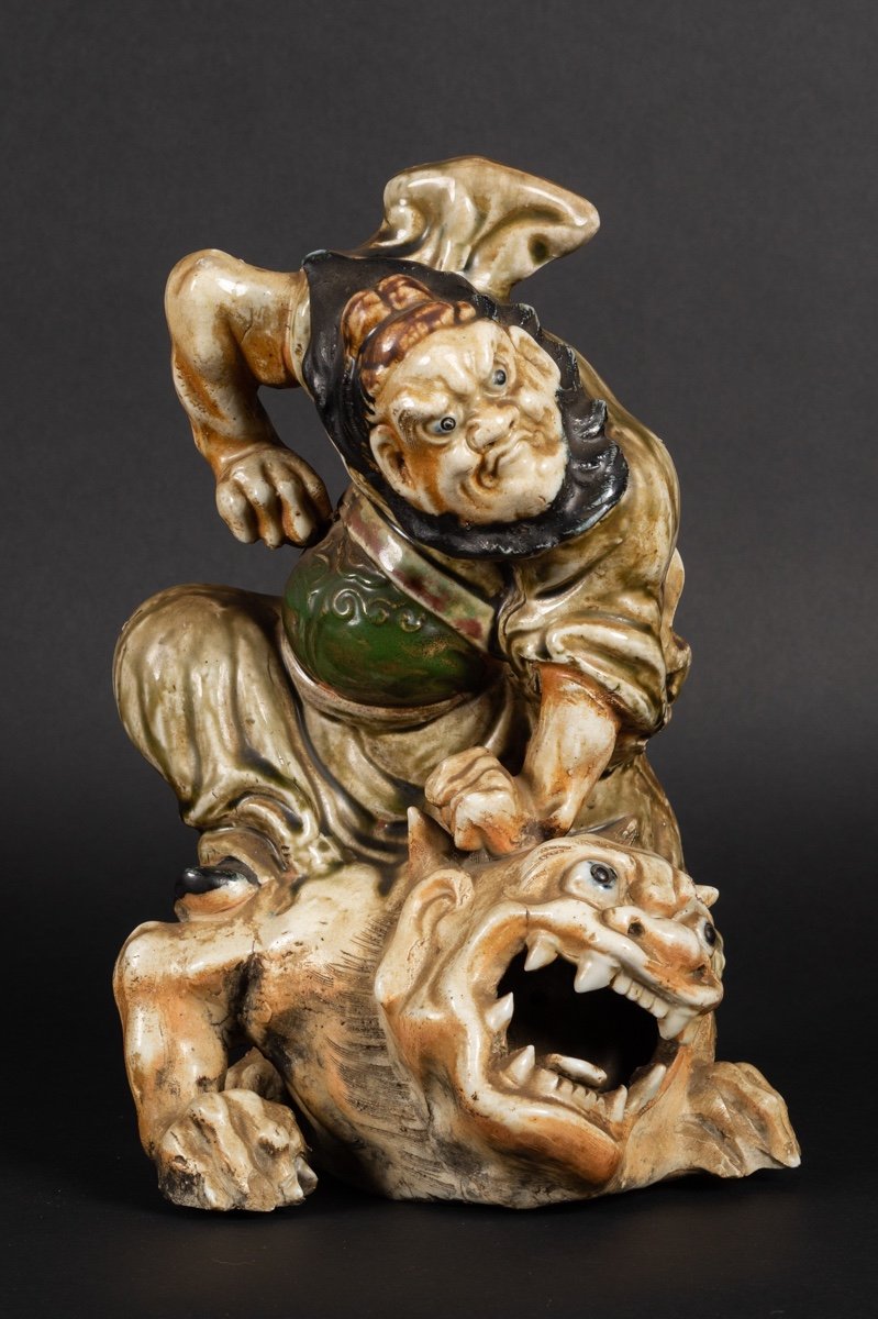 Shōki Défait Un Démon, Japon, ère Edo/meiji, XIXe Siècle.  