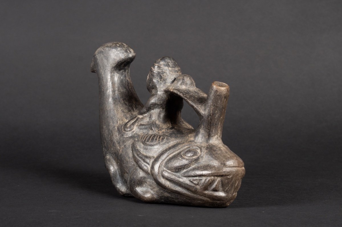 Vase With A Fisherman On A Boat, Peru, Chimu, 10th To 15th Century, Pre-columbian Culture.  -photo-2