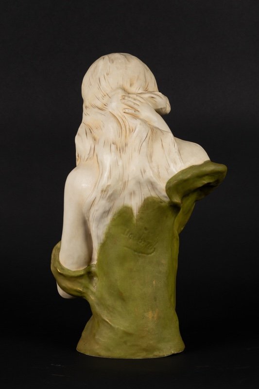 Buste De Mère et d'Enfant, Art Nouveau, Royal Dux Bohemia, Vers 1900. -photo-4