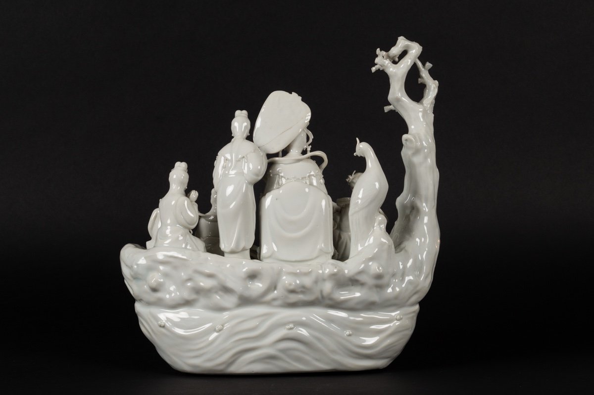 Bateau Avec Des Immortels, Blanc De Chine, Chine, 19e/20e Siècle.  -photo-4