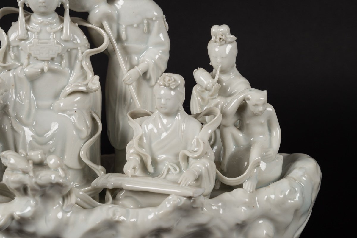 Bateau Avec Des Immortels, Blanc De Chine, Chine, 19e/20e Siècle.  -photo-4