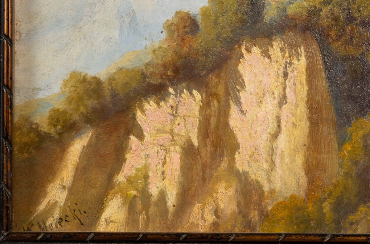 Autumn Landscape, Wladyslaw Aleksander Malecki (1836-1900), Oil On Wood, Realism, 19th Century-photo-4