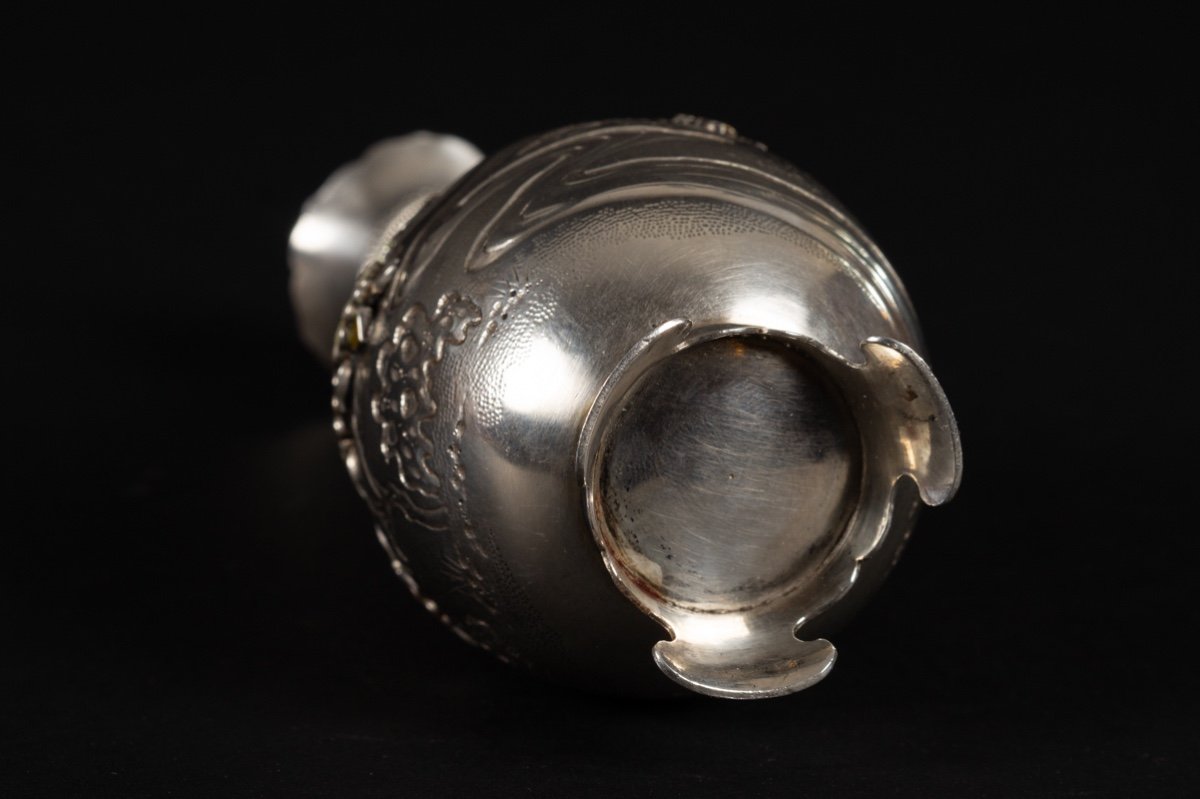 Vase Avec Serpent, Argent, émail Cloisonné, Japon, ère Meiji (1868-1912).-photo-7