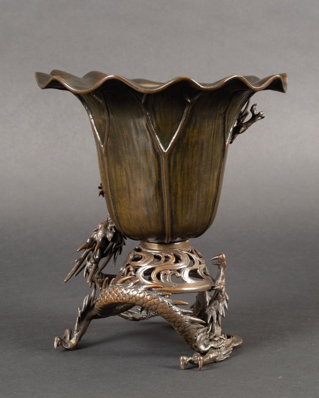 Vase Avec Dragons, Bronze, Japon, ère Meiji/Taisho, Début Du XXe Siècle. -photo-1