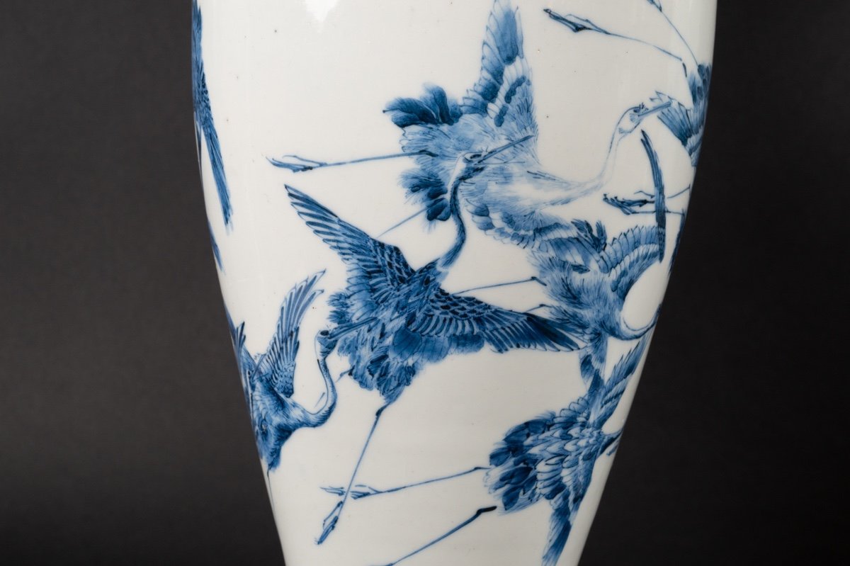 Paire De Vases Avec Grues Et Dragons, Arita, Japon, ère Meiji (1868-1912).  -photo-6