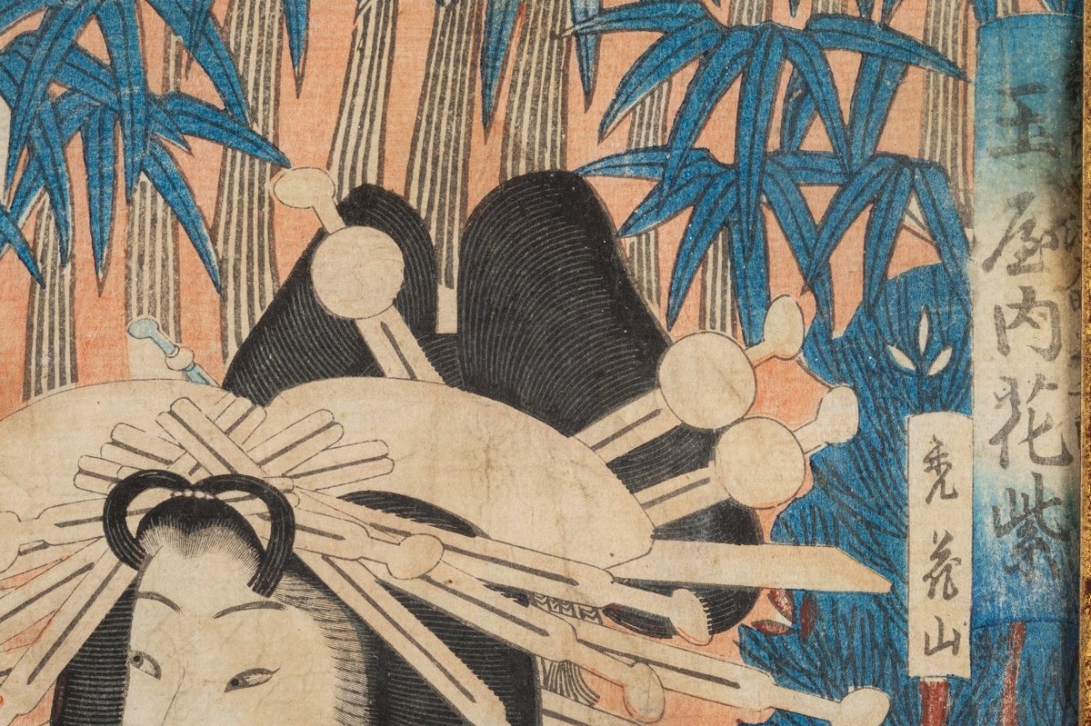 Couple Bijin, Estampe Ukiyo-e, Japon, époque d'Edo, XIXe Siècle. -photo-5