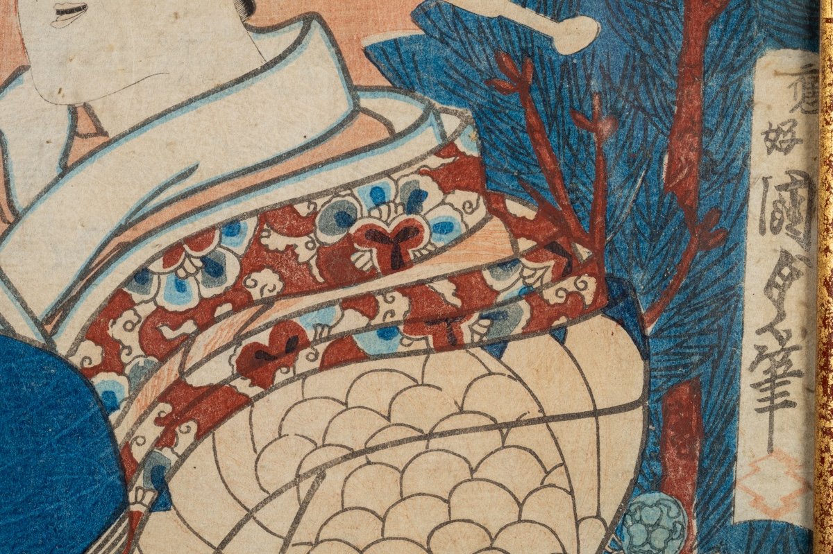 Couple Bijin, Estampe Ukiyo-e, Japon, époque d'Edo, XIXe Siècle. -photo-6