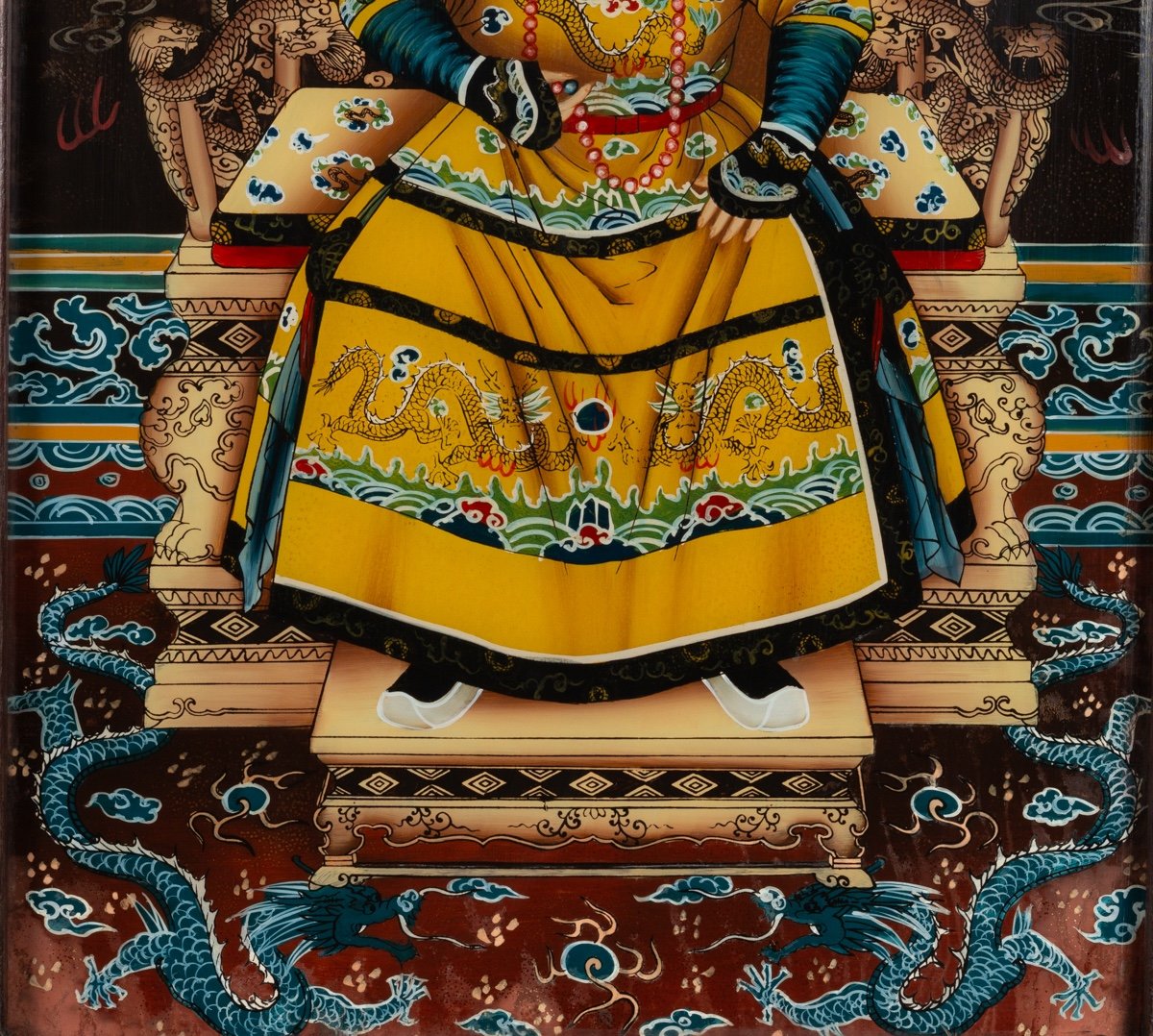 Couple Impérial, Peintures Inversées Sur Verre, Chine, XIXe/XXe Siècle. -photo-3
