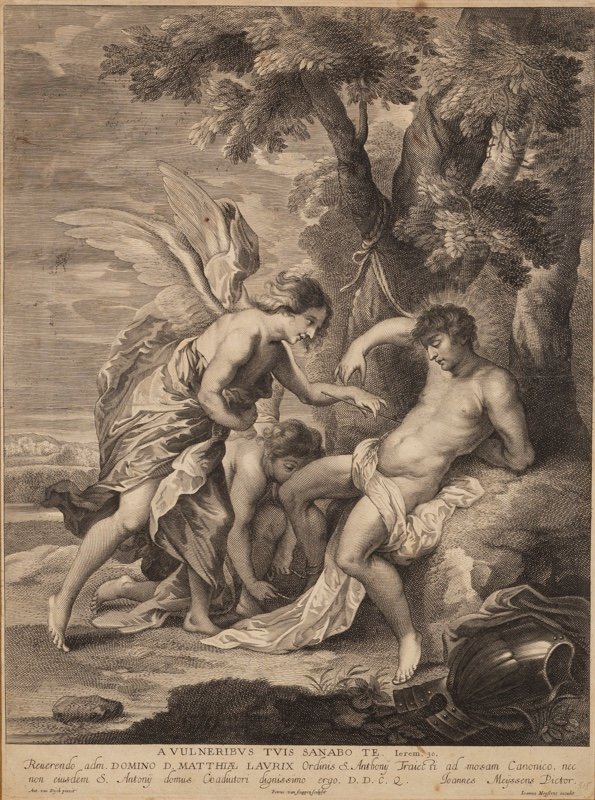 Saint Sébastien, Pieter Van Schuppen d'Après Anthony Van Dyck, Gravure, 1650-55. -photo-2