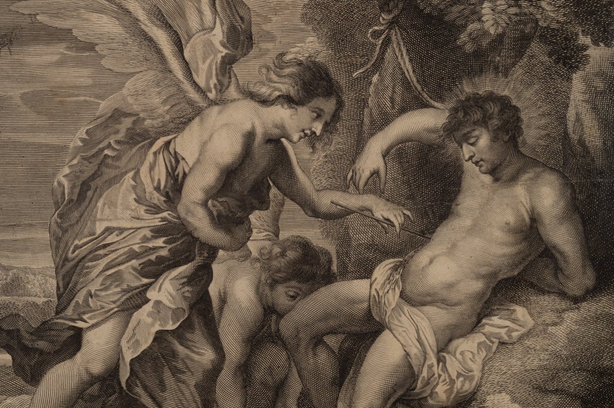 Saint Sébastien, Pieter Van Schuppen d'Après Anthony Van Dyck, Gravure, 1650-55. -photo-2