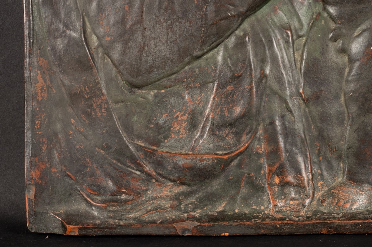 Virgin And Child, Terracotta, Neo-renaissance, Italy, 19th Century.-photo-7