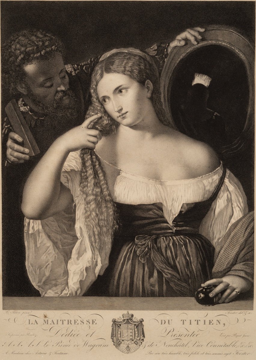 La Maitresse Du Titien, François Forster (Suisse, 1790-1872) d'Après Titien, Gravure, XIXe S.-photo-2