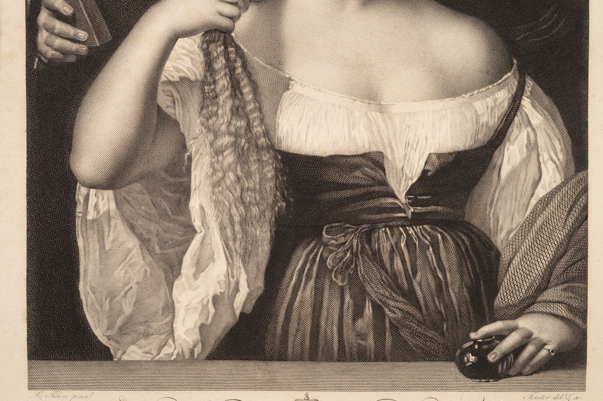La Maitresse Du Titien, François Forster (Suisse, 1790-1872) d'Après Titien, Gravure, XIXe S.-photo-1