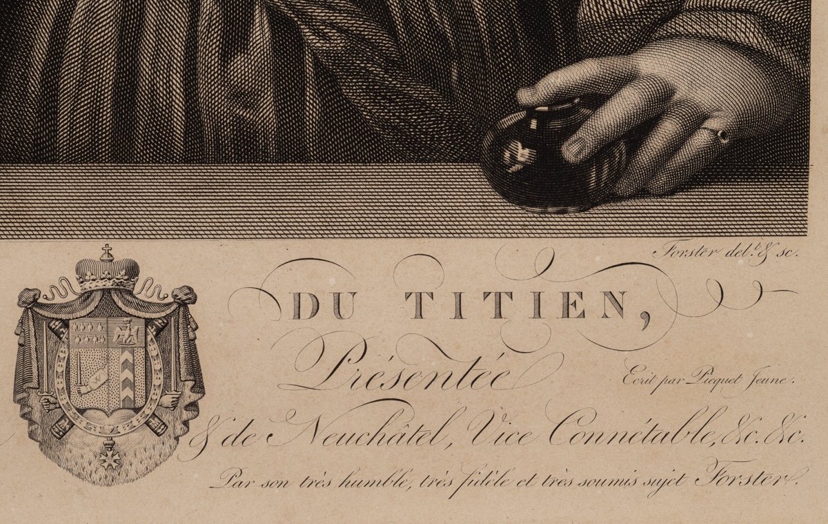 La Maitresse Du Titien, François Forster (Suisse, 1790-1872) d'Après Titien, Gravure, XIXe S.-photo-6