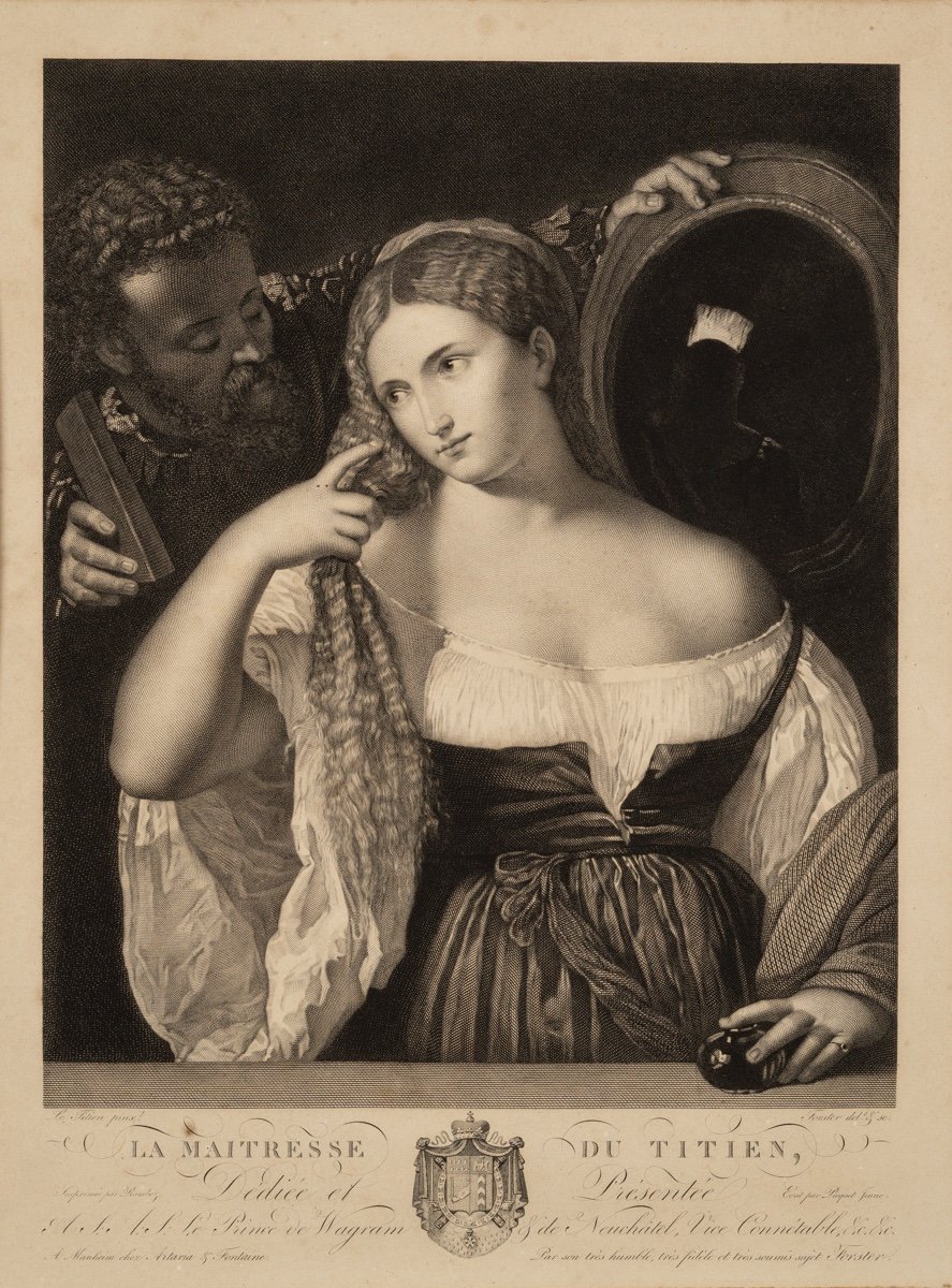 La Maitresse Du Titien, François Forster (Suisse, 1790-1872) d'Après Titien, Gravure, XIXe S.