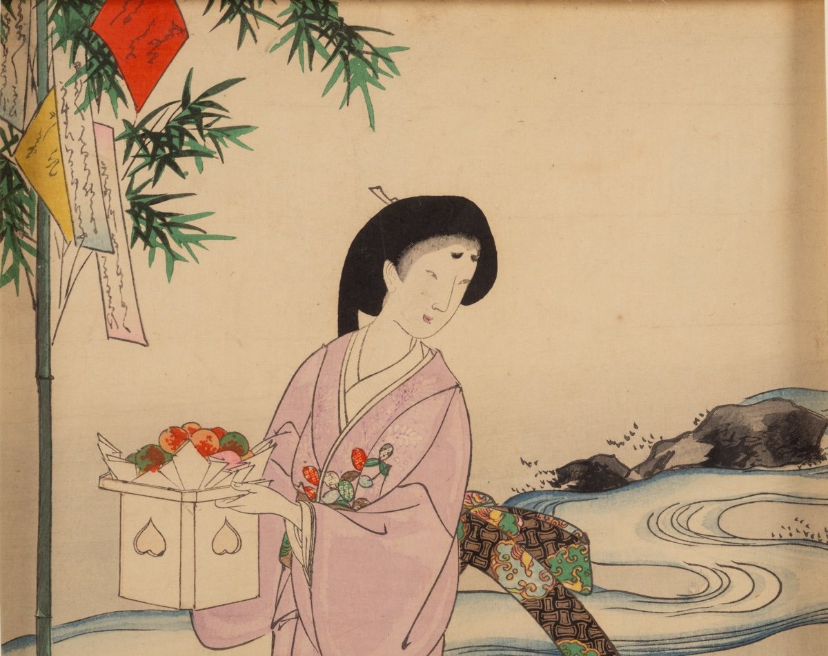 Woman By The Water, Toyohara Chikanobu (1838-1912), Meiji-era Ukiyo-e Print, 1896-photo-4