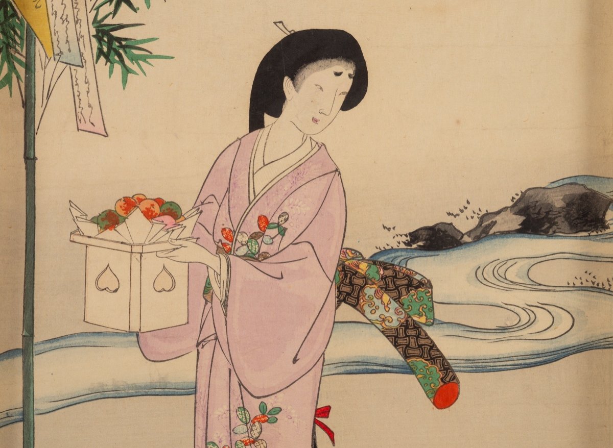 Woman By The Water, Toyohara Chikanobu (1838-1912), Meiji-era Ukiyo-e Print, 1896-photo-2