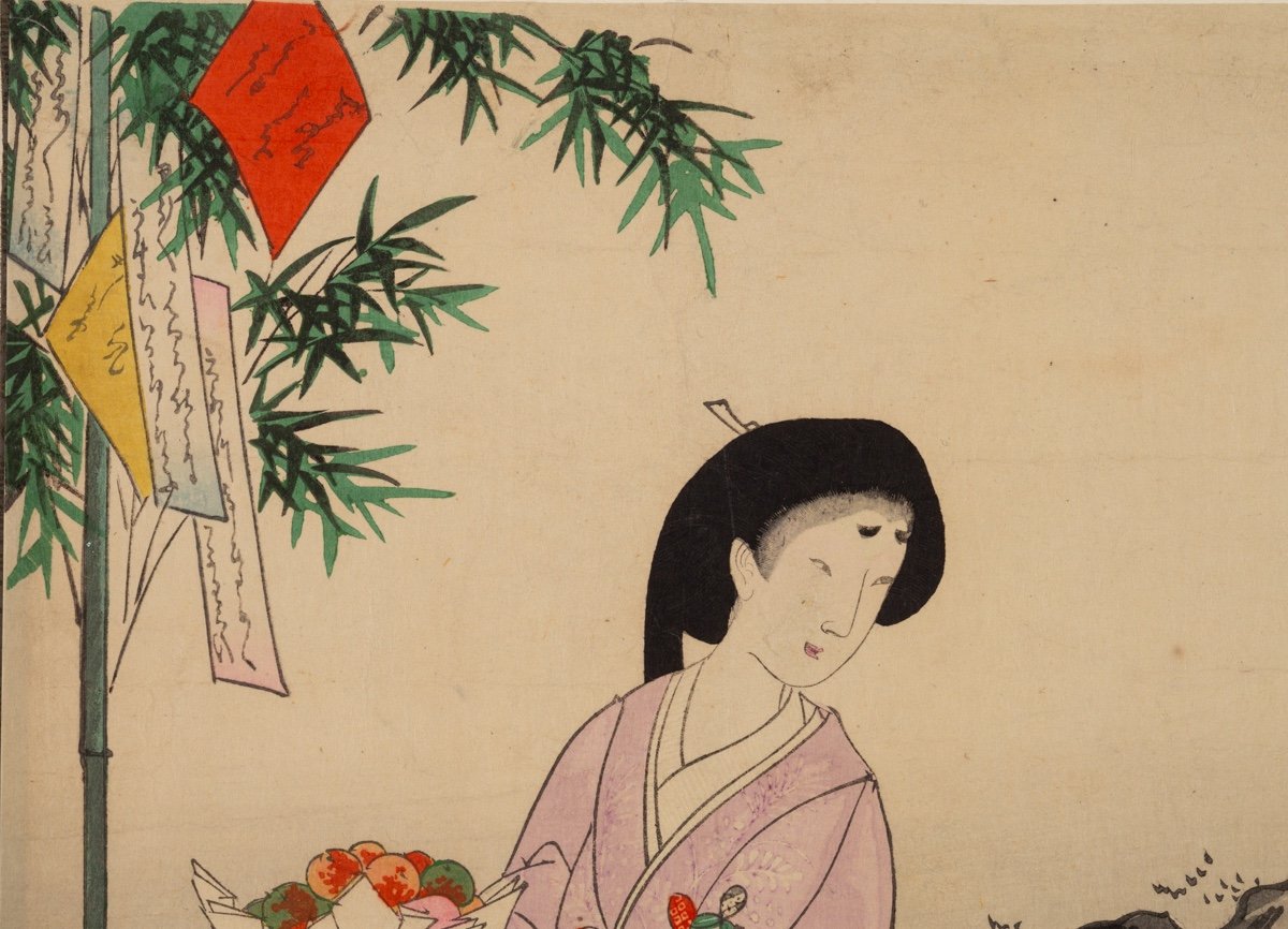Woman By The Water, Toyohara Chikanobu (1838-1912), Meiji-era Ukiyo-e Print, 1896-photo-5