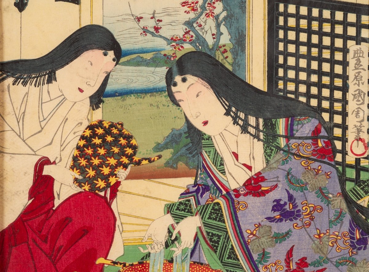 Femmes Dans Un Intérieur, Toyohara Kunichika (1835-1900), Ukiyo-e, ère Meiji, 1879-photo-2