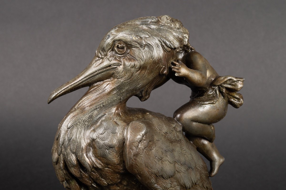 Garçon Avec Pélican, Alfred Jean Foretay (1861-1944), étain, Art Nouveau, Vers 1900. -photo-5