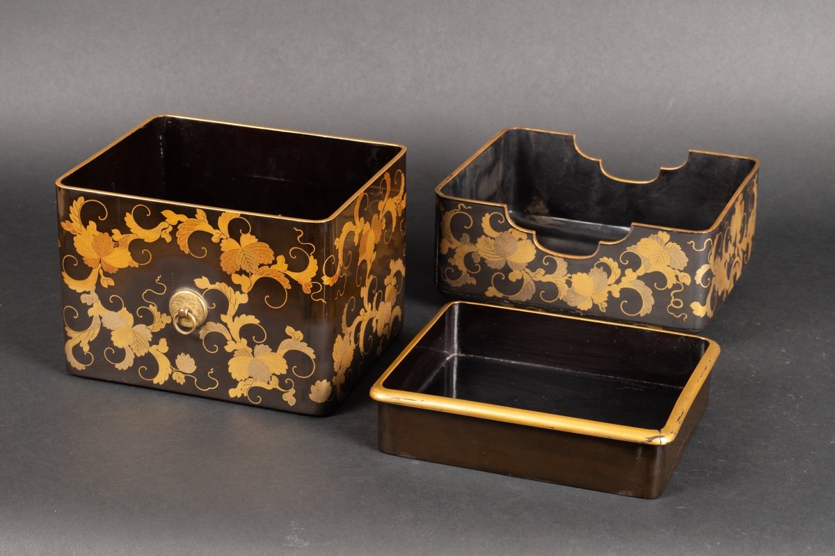 Coffret Tebako Avec Insert, Laque Maki-e, Japon, ère Edo, XIXe Siècle. -photo-7