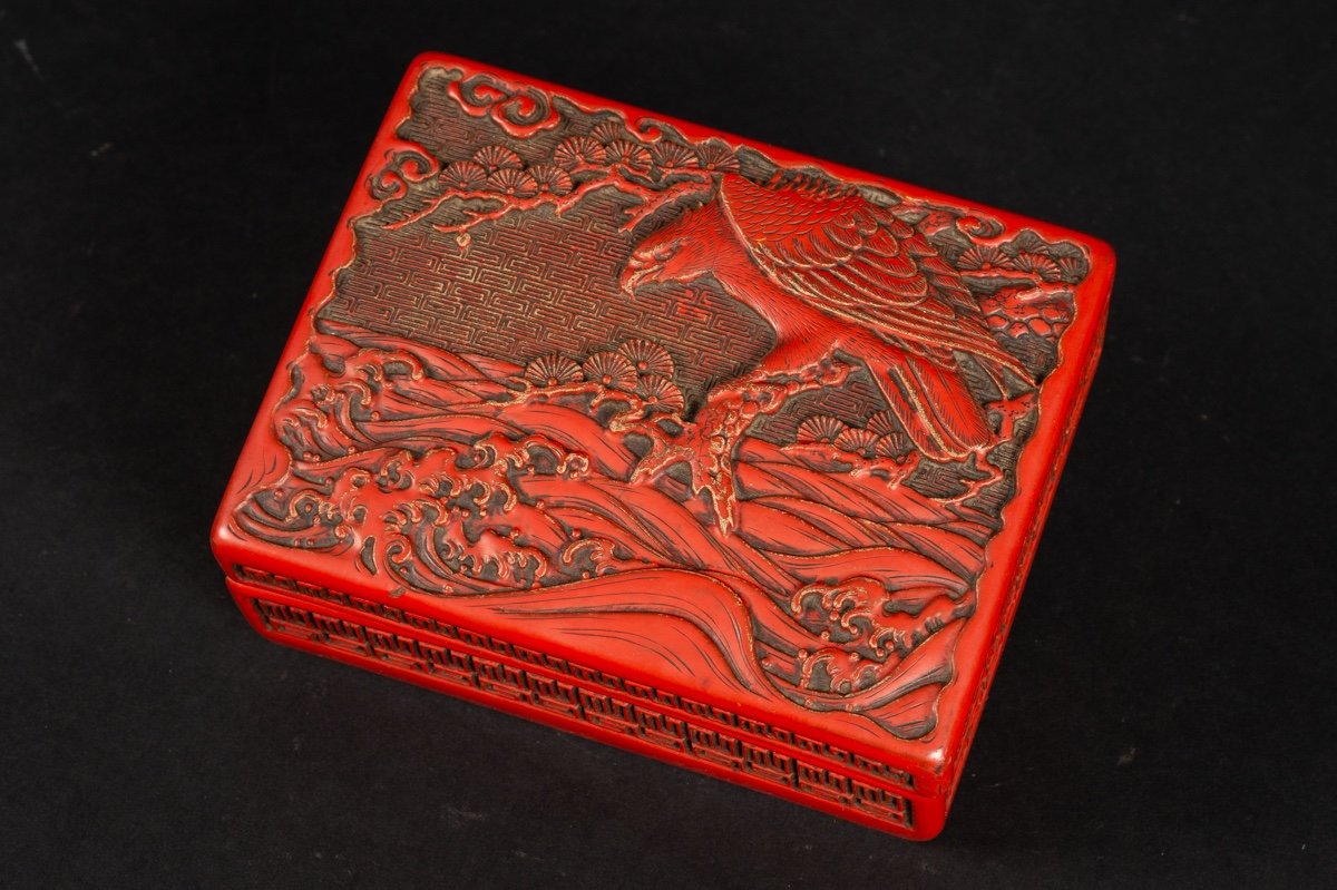 Tebako Box With Falcon, Lacquer, Japan, Meiji Era (1868-1912). -photo-2