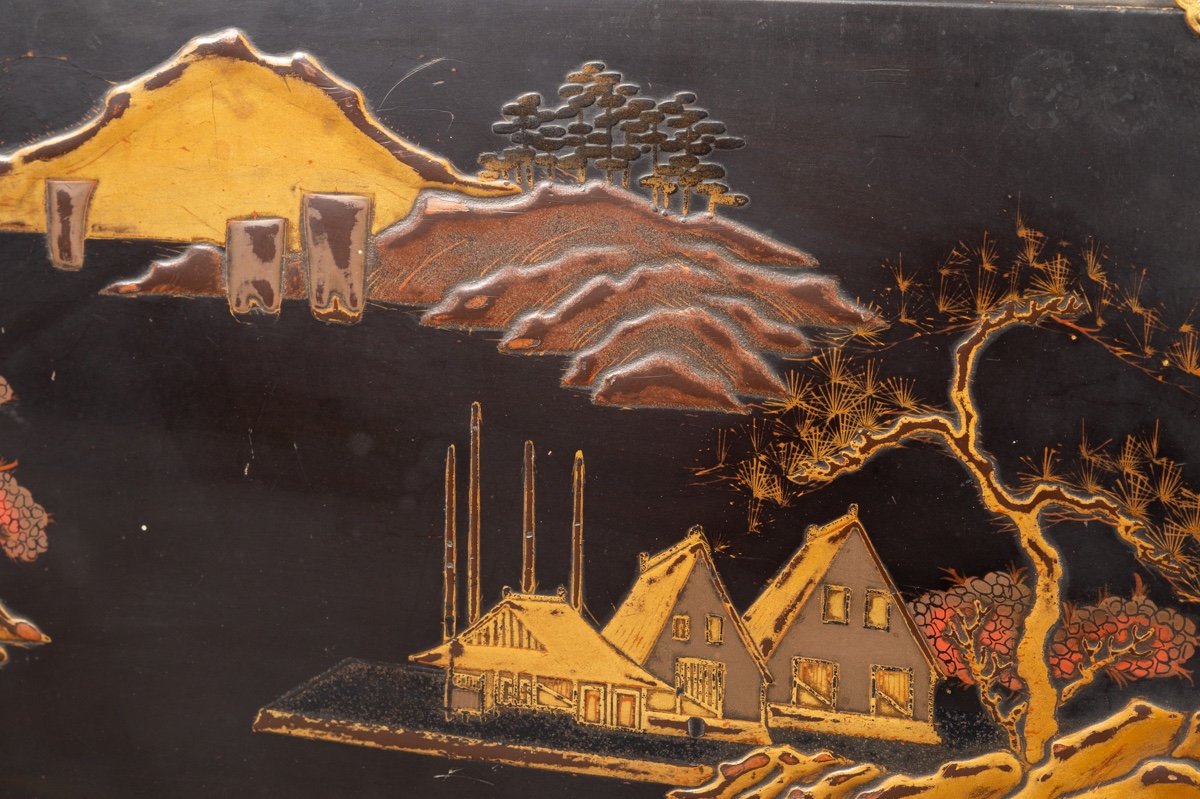 Coffret Tebako Avec Paysage, Laque, Japon, époque Edo/meij, XIXe Siècle. -photo-2