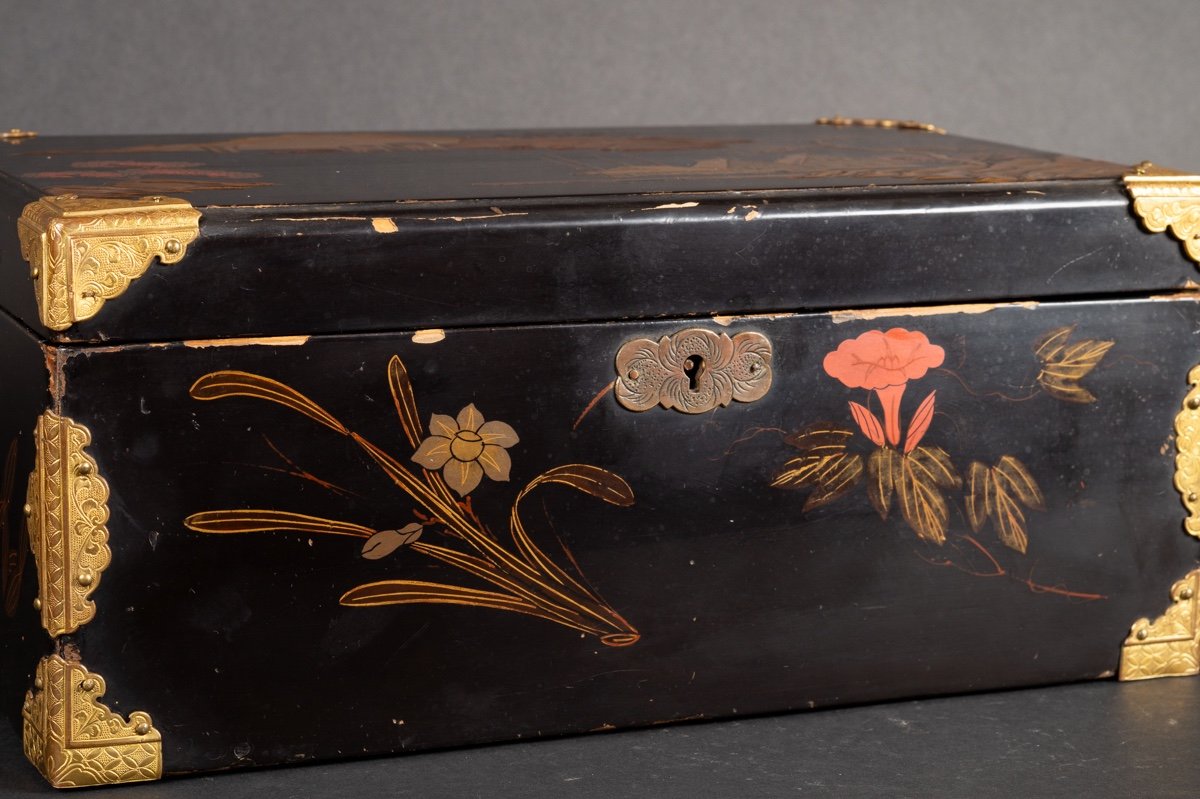 Coffret Tebako Avec Paysage, Laque, Japon, époque Edo/meij, XIXe Siècle. -photo-3